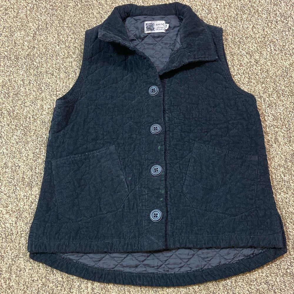Habitat Clothes To Live In Black Corduroy Jacket Vest Size SM